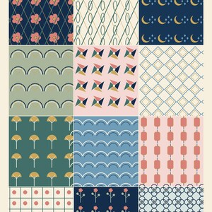 Midnight Garden Digital Paper, 12x12 SVG Seamless Patterns, Navy Teal Rose Floral Scrapbook Paper, Instant Download