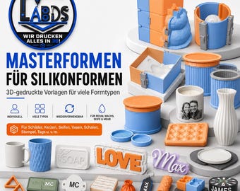 Silikonform personalisiert Masterform, 3D Druck Vorlage für Resin, Seife, Kerzen, Schokolade, Logo oder Text