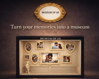 Personalisierte Museum of Us Erinnerungsbox 15x21 cm,  mit bis zu 4 Figuren, Jahrestag Geschenk, Geburtstagsgeschenk, Geschenk für Paare