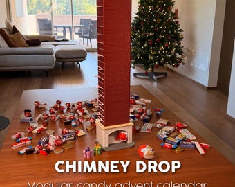 Chimney Drop Adventskalender 3D Druck, Weihnachtskamin zum Befüllen, Süßigkeiten Spender, interaktiver Weihnachtskalender