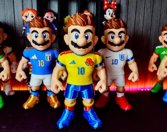 Mario Fußball Fanart Figur 30 cm 3D Druck Deko Sammlerfigur Länder Auswahl