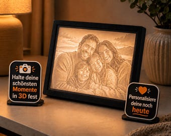 Personalisierte Lithophane Fotolampe LED, 3D Druck Lichtbild mit Foto, Custom Photo Lamp, Geschenk für Paare Familie