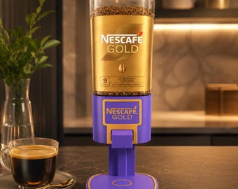 Kaffee Dispenser kompatibel mit Nescafé Gold 200g Glas, 3D Druck Kaffeedosierer, Küchen Organizer, Kaffee Ecke Deko
