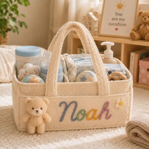 Personalized Baby Caddy, Multi-Compartment Corduroy Changing Table Organizer
