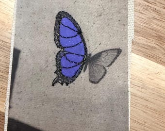 Purple Wing I | Original ACEO Butterfly Art Card | Hand Stitched Mixed Media Textile Artwork | One of One