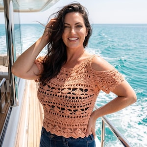 Crochet Off Shoulder Top Pattern PDF, Crochet Lace Top Pattern, Women's Crochet Blouse Pattern, Summer Crochet Top, Video Tutorial