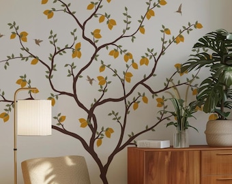 Lemon Tree Wall Decal with Hummingbirds: Nursery & Kids Room Decor