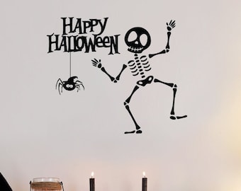 Happy Halloween Skull - Wall Decal Sticker