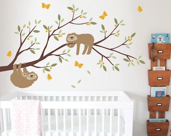 Sloth with Branch Wall Decal - Nursery Decor