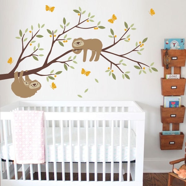 Sloth with Branch Wall Decal - Nursery Decor