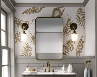 Palm Leaves Wall Decal For Powder Room Wall Decor Baby Nursery Wall Sticker Kids Room And Home