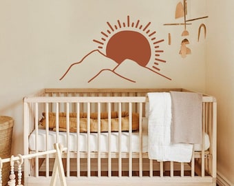 Sun, Mountain Wall Decal Baby Nursery Gift For Kids Room Wall Sticker