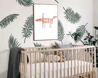 Palm Leaves Wall Decal For Powder Room Wall Decor Baby Nursery Wall Sticker Kids Room And Home