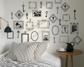 Antique Keys and Frames Wall Decal: Vintage Photo Decor