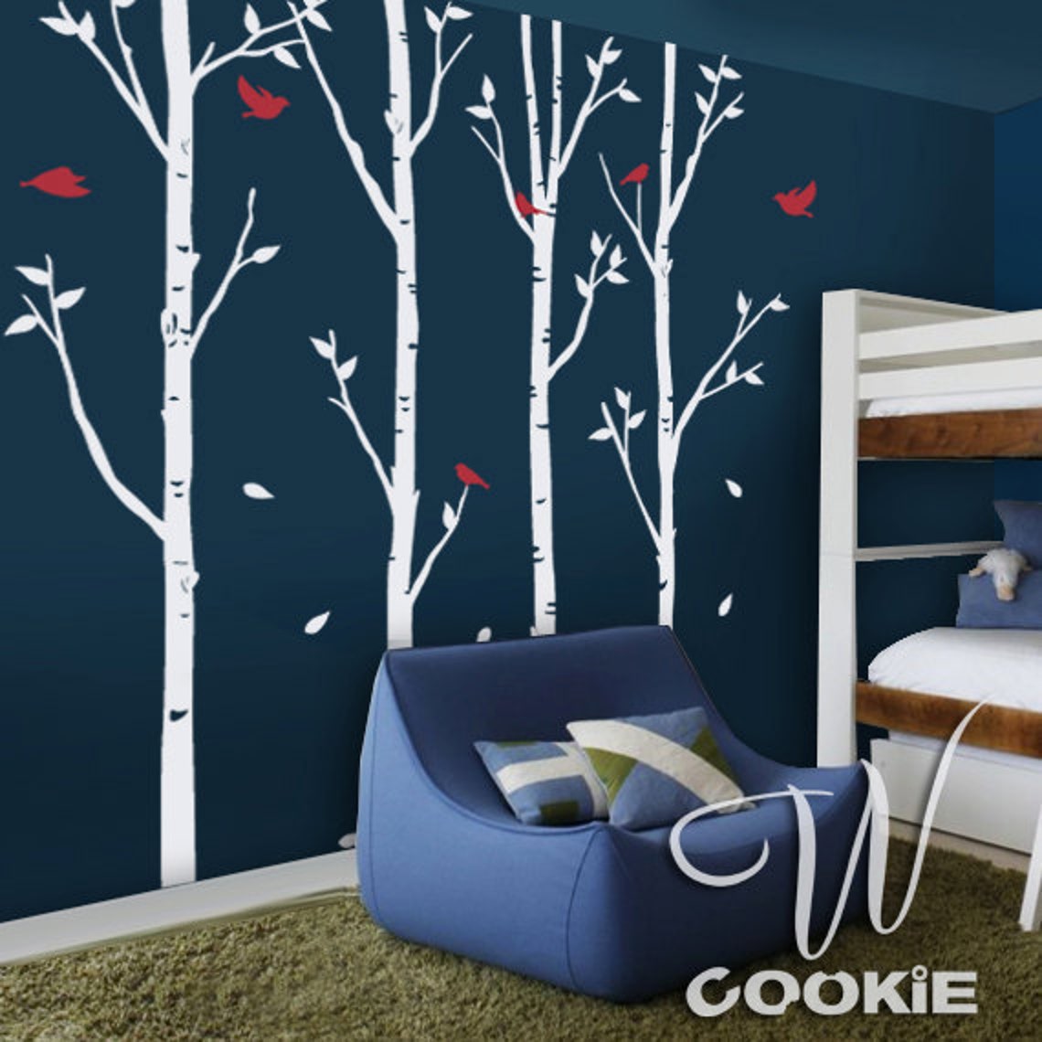 Birch Trees and Birds - Nursery Tree Wall Decal Sticker - Etsy