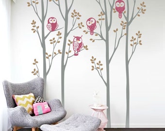 Owls and Trees - Nursery Tree Wall Decal Sticker