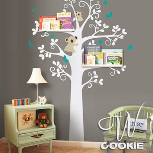 Wall Decal, Tree with Koalas and Butterflies Nursery Wall Decor image 1