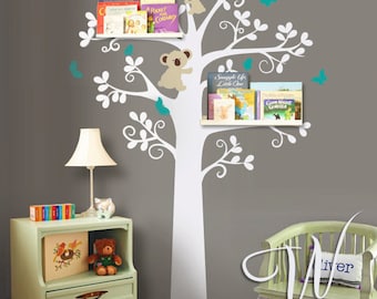 Wall Decal, Tree with Koalas and Butterflies  - Nursery Wall Decor