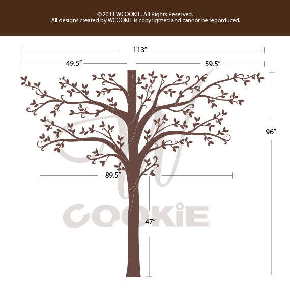 Wall Decal Tall Family Tree Wall Decal Wall Decor Etsy