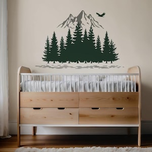 Forest And Mountain Wall Decal, Wall Decor For Home, Wall Sticker, Bedroom Wall Sticker, Office Wall Decor
