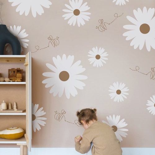 Big Daisy Flower Wall Decal Set of 10 Flowers Flower Wall Etsy