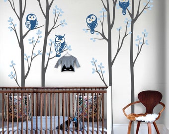 Owls and Trees Wall Decal Sticker