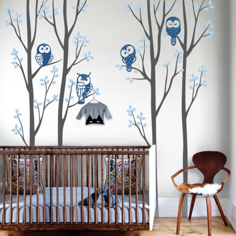 Owls and Trees Wall Decal Sticker Etsy