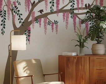 Wisteria Tree Wall Decal, Nursery Kids Room Decor (104”w x 92”h)