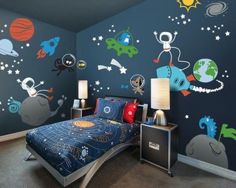 Planets, Astronaut, Alien, Galaxy wall decal walls sticker