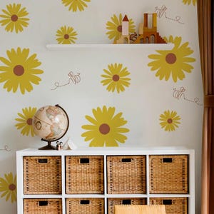 Removable Daisy Wall Decals – Decal Vinyl Floral Stickers for Boho ...