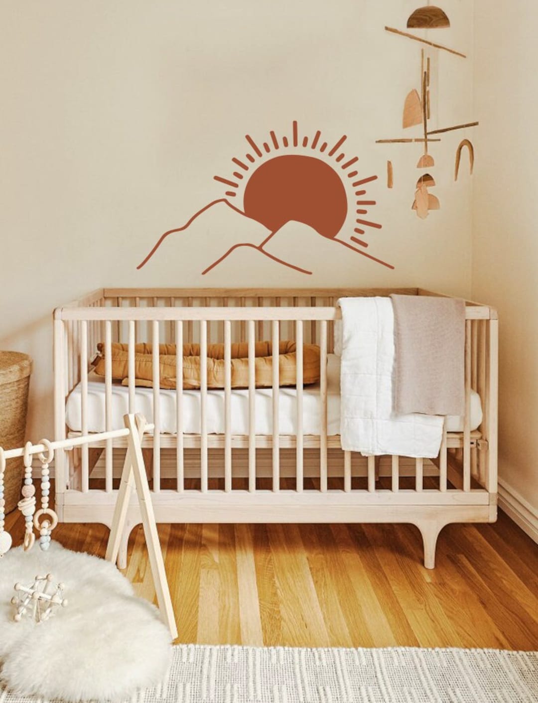 Mountain Sun Wall Decal: Boho Nursery Decor - Etsy