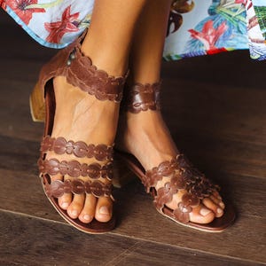 SEASIDE. Boho leather sandals bohemian sandals brown leather sandals high heel shoes barefoot brown sandals image 1
