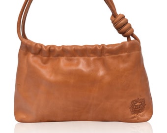 ANASTASIA. Tan leather shoulder bag | small leather shoulder bag  / leather purse bag / tan purse