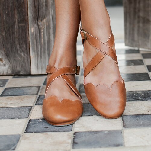 MANGROVE. Leather Ballet Flats Boho 
