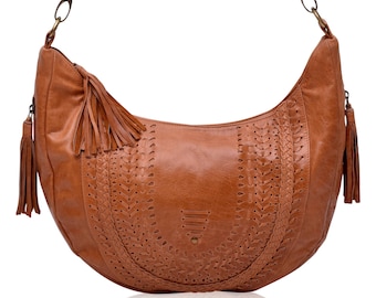 ELYSIAN COAST. leather hobo bag / slouchy handbag / hippie purse / boho leather bag / cross shoulder bag