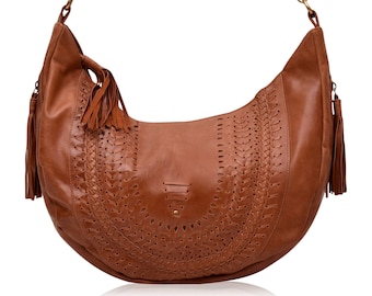 ELYSIAN COAST. boho chic bag / leather hobo bag / bohemian bag / leather weekender bag