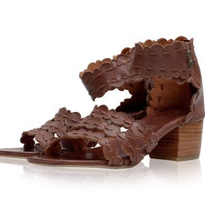 SEASIDE. Boho leather sandals bohemian sandals brown leather sandals high heel shoes barefoot brown sandals Vintage Brown