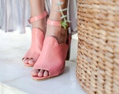 MIRACLE. Slingback mules shoes leather shoes wedding sandals women shoes block heel shoes. Sizes 35-43. Available in other colors