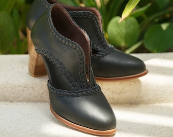 SPIRIT WALKER. Black booties / black boots / boho boots / block heel boots. ALL sizes