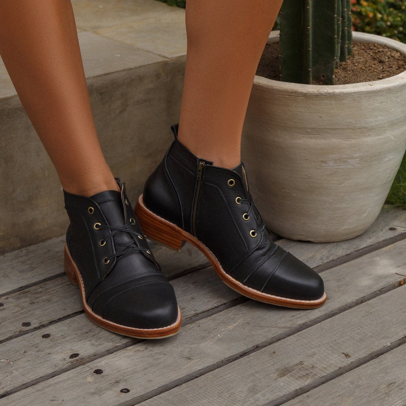 ecru lace up boots