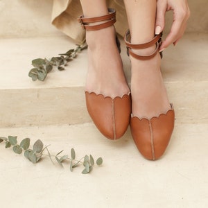 VENUS. Leather ballet flats boho wedding shoes barefoot shoes leather flat sandals image 1