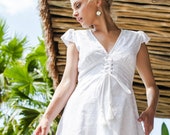 FINE DAY. Mini dress bohemian dress bridal dress summer dress resort dress cotton dress short dress summer boho dress white