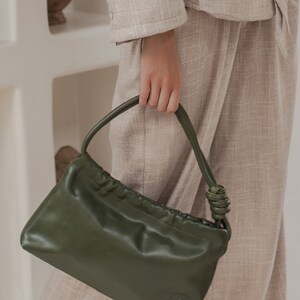 ANASTASIA. Beige leather shoulder bag small leather shoulder bag / leather purse bag / black purse image 10