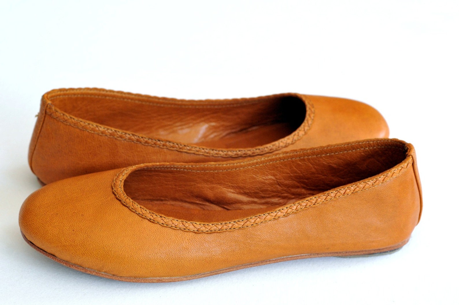 aisÉ. ballet flats / leather shoes / womens shoes / custom shoes / tan leather. sizes: us 4-13. available in different leather c