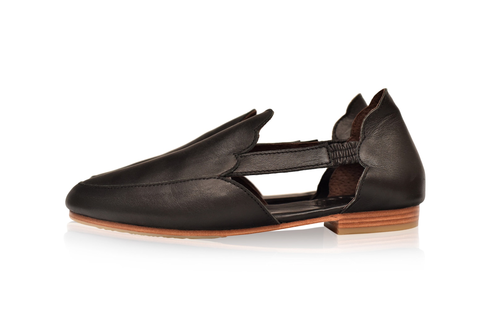 amalfi. black leather flats / leather ballet flats / leather shoes handmade / boho leather sandals. sizes 35-43 available in oth
