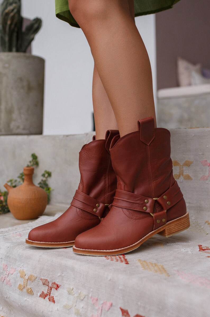 CALI. Brown leather boots women / cowboy boots / brown winter boots / ladies leather booties image 2