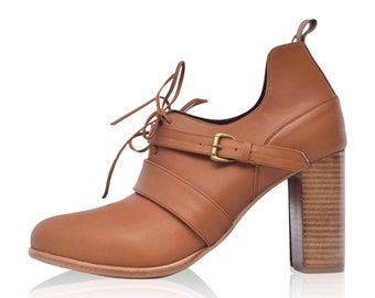 JOSEPHINE. Low cut shoes / womens booties / high heels / leather oxfords / oxford pumps / lace up boots / oxford heels