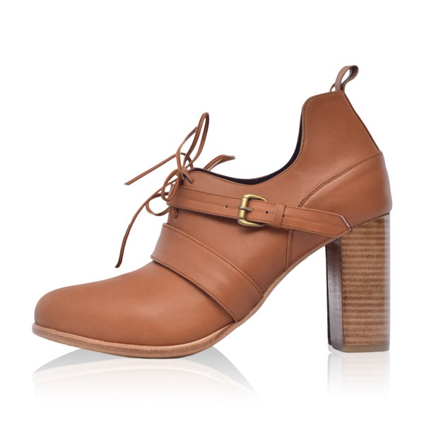 JOSEPHINE. Low cut shoes / womens booties / high heels / leather oxfords / oxford pumps / lace up boots / oxford heels