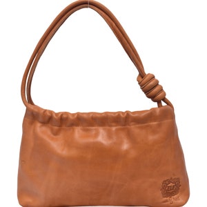 ANASTASIA. Beige leather shoulder bag small leather shoulder bag / leather purse bag / black purse Dark Tan