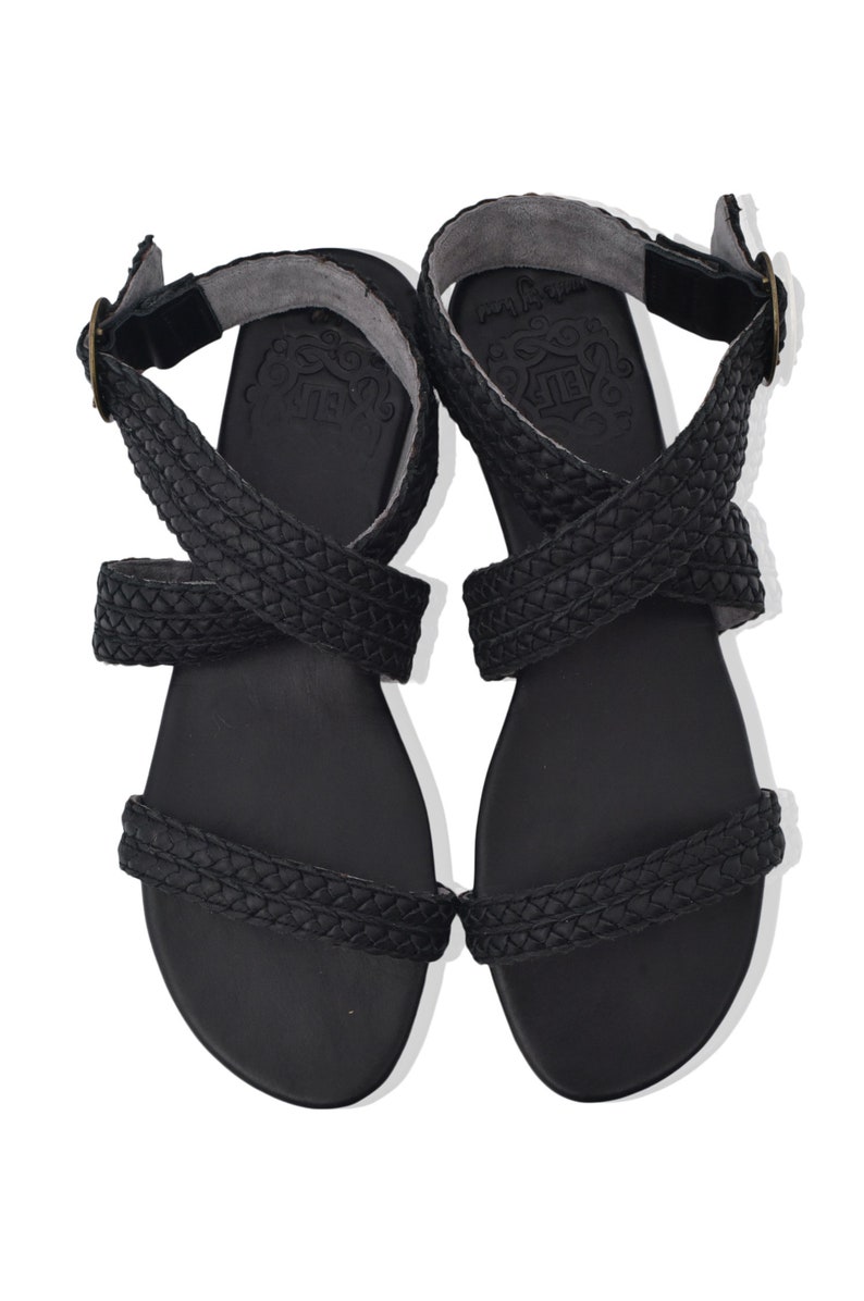ORRA. Leather flat sandals boho wedding sandals barefoot shoes boho leather sandals greek leather sandals image 8